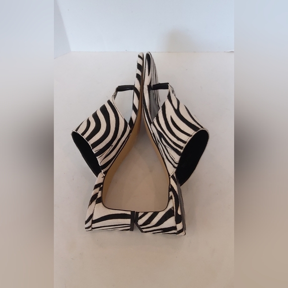 Villa Rouge zibra print calf fur white black square toe sandals - Picture 8 of 12